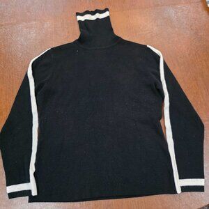 Jason Maxwell Vintage 90s Black Turtleneck Racer Stripe Sweater L